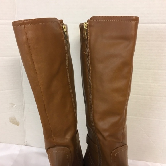 Liz Claiborne women’s boots SZ 11M caramel brown knee high classic faux … - Picture 2 of 12